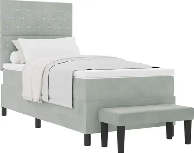 Immagine prodotto di vidaXL Letto a molle con materasso grigio chiaro 90 x 200 cm in velluto