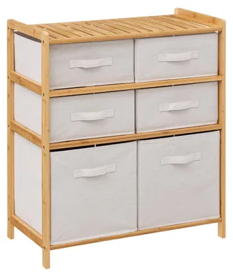 Produktbild von 5five Simply Smart Regal Tidy Box mit 6 Körben, Bambus, Polyester, Baumwolle, Braun, 66 x 33 x 78 cm, 174905