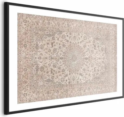 Produktbild von Posterpapier Poster - Sand Carpet - Worn Persian Rug with Rich Ornamental Motifs 90x60 cm Orient n-C-10044-ao-a