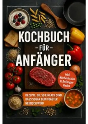 Produktbild von Kochbuch für Anfänger: Rezepte, die so einfach sind, dass sogar dein Toaster neidisch wird - inkl. Küchentricks & Anfänger-Hacks