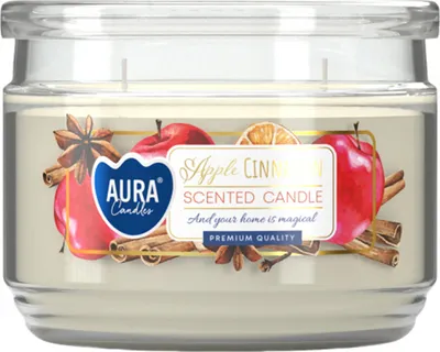 Immagine prodotto di Candela profumata in vetro con coperchio BISPOL Aura 30H Apple - CINnamon