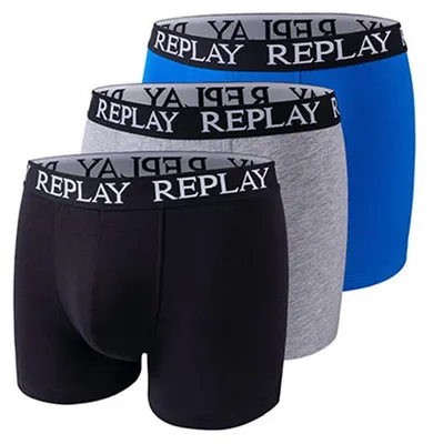Obrázek produktu pro Replay - boxerky pro muže (balení po 3 kusech) LT1066 (S) (černá/šedá melírovaná/tyrkysová)