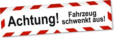 Produktbild von PantherPixel Achtung Fahrzeug Schwenkt Aus Magnetschild Auto LKW Bus Magnetfolie Geschenkidee 45 x 12 cm REFLEKTIEREND