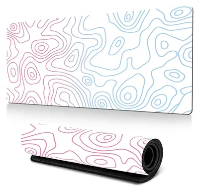 Obrázok produktu pre Herná podložka pod myš XL, 800 x 300 mm, s prešitými okrajmi, protišmykovým povrchom a vodeodolnou úpravou (modro-ružová)