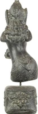 Produktbild von Devi Dewi Göttin Statue Figur Skulptur Sita Torso Büste auf Sockel Garten Stein Deko Gartenfigur Hindu Lavasand Steinguss Frostsicher 60 cm