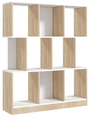 Obrázek produktu pro Police regál s 8 přihrádkami – stojací regál – vhodný do obývacího pokoje a ložnice – rozměry 100x27x124 cm – konstrukce z plastu – určen k vlastní montáži
