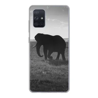 Produktbild von MuchoWow® Handyhülle Schutzhülle Hülle für Samsung Galaxy A51 5G Elefant - Einfarbig - Tiere - Schwarz und weiß Silikon Softcase Handy Hülle - Abbildung