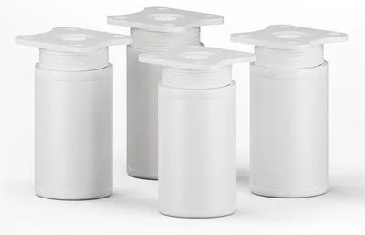 Produktbild von Ibenzoa® verstellbare Möbelfüße – 4er-Set, Höhe 60 mm (stufenlos bis 20 mm), rund Ø 40 mm, weiß, Aluminium/Kunststoff, max. 25 kg pro Fuß, für Schränke & Kommoden