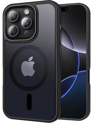 Obrázok produktu pre Puzdro na iPhone 16 Pro s ochranou fotoaparátu, kompatibilné s MagSafe, nárazuvzdorné, odolné proti poškriabaniu, matné, priehľadné, farba: čierna