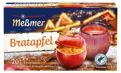Produktbild von Meßmer Bratapfel | Winterlicher Früchtetee mit Bratapfel‑Aroma | 20 aromatische Teebeutel | süß‑würzig