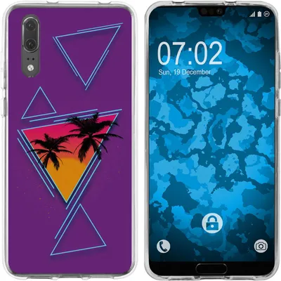 Produktbild von PhoneNatic Case kompatibel mit Huawei P20 Silikon-Hülle Retro Wave Palmen M3