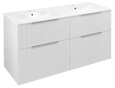 Produktbild von Sapho CIRASA STRIP Waschbeckenunterschrank mit Doppelwaschbecken 121x66x46cm, Weiß matt