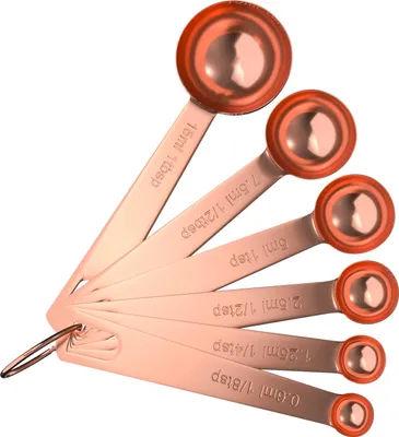 Immagine prodotto di Intirilife Set di 6 misurini in acciaio inox oro rosa - 1 cucchiaio da tavola - 1/8 di cucchiaino - Cucchiaio per misurare gli ingredienti secchi e liquidi per la cucina e la cottura