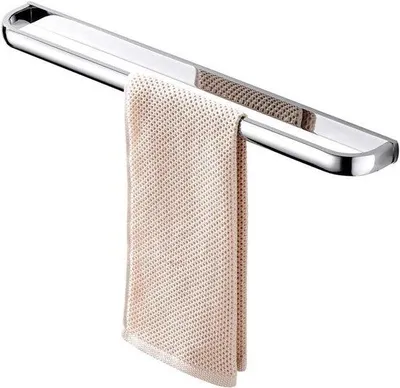 Zdjęcie produktu dla Wieszak na ręczniki z mosiądzu z chromowanym wykończeniem – 57,5 cm – nowoczesny design – mocowany na śruby do ściany.