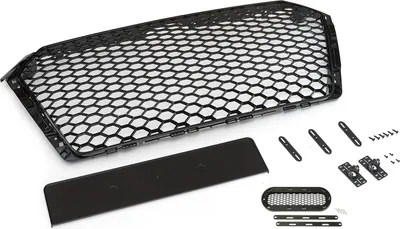 Produktbild von Kühlergrill Sportgrill Wabengrill Grill SCHWARZ GLANZ inklusive Emblem Halter