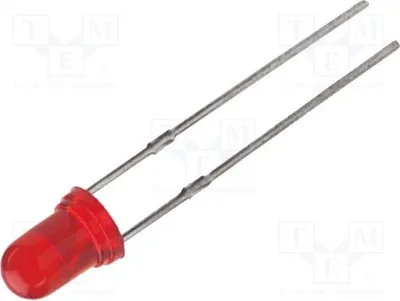 Obrázok produktu pre 5 LED, uhol 50°, 3 mm, červená, L-132XIT, LED diódy, vývodové, 3 mm, 18÷60 mcd