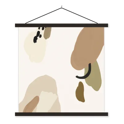 Produktbild von MuchoWow® Textilposter Abstrakt - Braun - Design 90x90 cm mit schwarzem Rahmen - Magnetisches