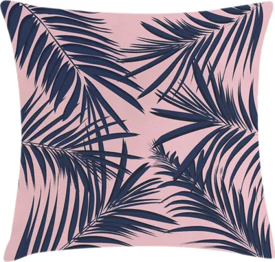Zdjęcie produktu dla ABAKUHAUS Navy i Blush Poszewka na poduszkę, letnia egzotyczna kwiatowa tropikalna palma liść bananowca Hawaje, 50 x 50 cm, Night Blue Jasnoróżowy