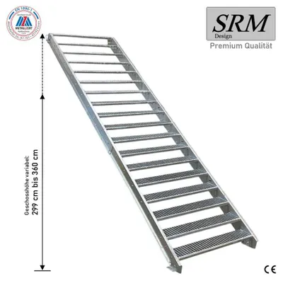 Produktbild von 18 Stufen Stahltreppe Breite: 120 cm Geschosshöhe 299-360cm  inkl. Zubehör