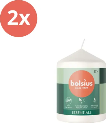 Obrázek produktu pro Bolsius - Sloupková svíčka - Essentials - 80/58 - 1 kus v balení - Cloudy White - Value pack - 2 kusy