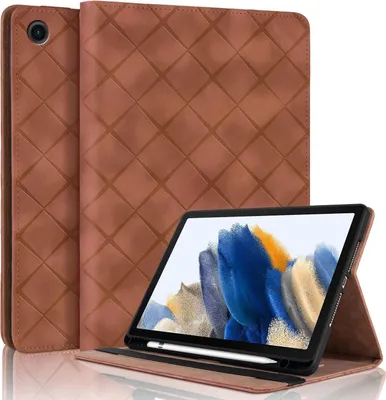 Produktbild von Für Samsung Galaxy Tab A9 aufstellbare Rhombus Muster Kunstleder Hülle Tasche Braun
