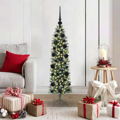 Productafbeelding van Maison Exclusive - Kunstkerstboom, slank model, groen en wit, 120 cm