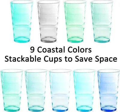 Immagine prodotto di Set di 9 bicchieri di plastica Famanu, capacità 600 ml, trasparenti