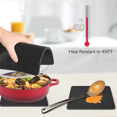 Produktbild von Silikonische Unterlegscheiben für Pfannen, Hitzebeständig, 2 Stück, Silikon, 10 cm Durchmesser