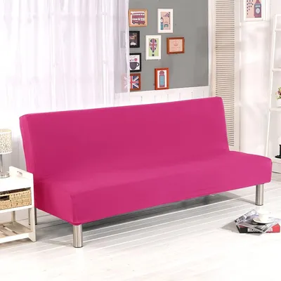 Obrázek produktu pro Pružný potah na futon bez područek, skládací, s gumou, pratelný (růžový)