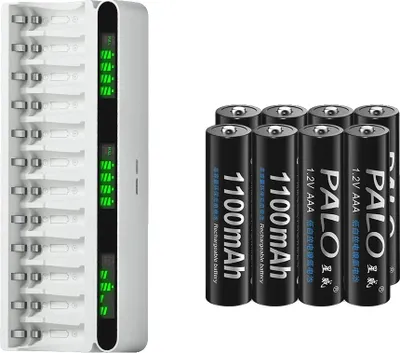 Zdjęcie produktu dla Akumulator AAA, pojemność 1100 mAh, przyjazny dla środowiska, 8 akumulatorów, 1 ładowarka