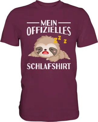 Produktbild von Offizielles Schlafshirt Nachthemd Schlafanzug Pyjama Faultier T-Shirt – Burgundy / L