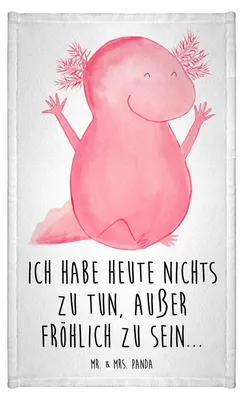 Produktbild von Mr. & Mrs. Panda Handtuch Axolotl Hurra - Weiß - Geschenk, Mini-Handtuch, Lurch, Gästetuch, Spaß, Klein, Zufriedenheit, gäste wc, Frotteetuch