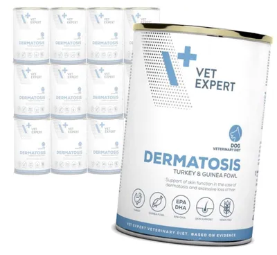 Zdjęcie produktu dla Vet Expert Veterinary Diet Dermatosis Indyk & Perliczka 12x400g Mokra Karma Weterynaryjna Dla Psów z Zaburzeniami  mi