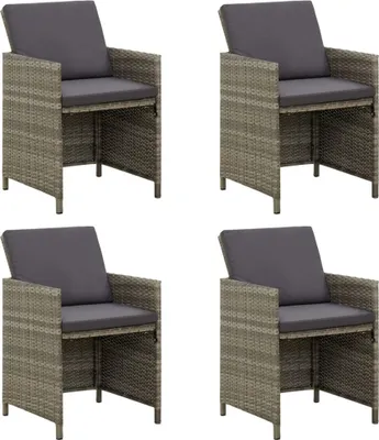 Produktbild von Gartenstühle mit Kissen 4 Stk. Poly Rattan Grau