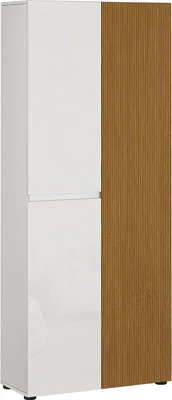 Produktbild von Dmora Mehrzweckschrank Groß Palasio 80x200h cm Hochglanz Weiß, 10 Regalböden, Schubladen