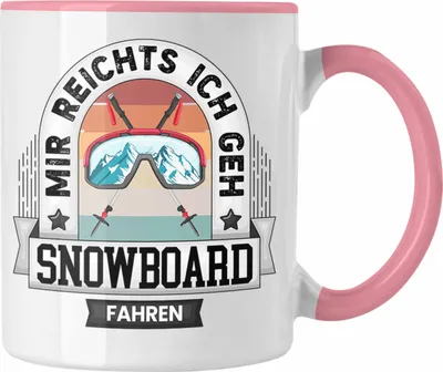Produktbild von Trendation - Snowboard Tasse Geschenk Lustiger Spruch Mir Reichts Ich Geh Snowboarden Becher Geschenkidee (Rosa)