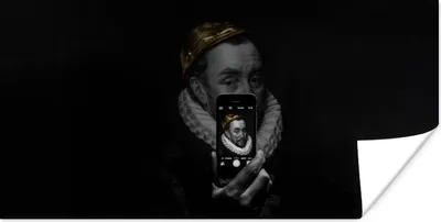 Produktbild von MuchoWow® Poster Wilhelm von Oranien - Adriaen Thomasz - Schwarz - Weiß 40x20 cm - Poster für die Wand - Poster Schlafzimmer