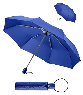 Produktbild von Regenschirm (euroblau) - automatisches Öffnen und Schließen - kompakt, windsicher, sturmfest und wasserabweisend - stabiler Taschenschirm - ideal für Damen und Herren
