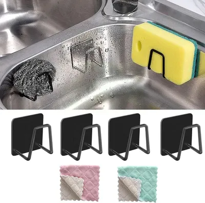 Produktbild von Spülutensilie 4 Stück Schwammhalter für Küchenspüle, selbstklebender Schwammhalter, Edelstahl, Küchen-Organizer für Aufbewahrung, Küche, Badezimmer