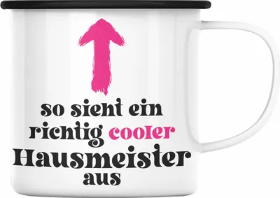 Produktbild von Trendation - Hausmeister Emaille Tasse Lustiges Geschenke Lustig Spruch Haustechniker (Schwarz)