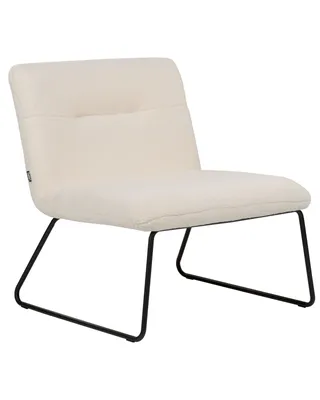 Produktbild von BELIANI Sessel Weiß Bouclé mit Breiter Sitzfläche Schwarzem Metallgestell Kufen Retro-Design Wohnzimmer Möbel Ausstattung Sitzmöbel