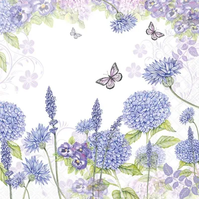 Produktbild von 20 Servietten Purple Wildflowers - Wildblumen in flieder 33x33cm