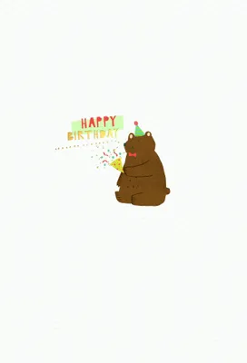 Produktbild von Geburtstag  Karte mit Briefumschlag Bär mit Partyhut, Happy Birthday