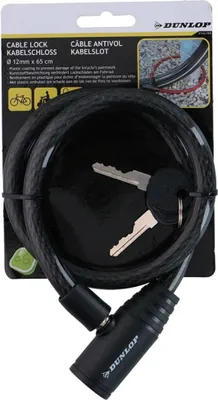Obrázek produktu pro Zámek na kolo se spirálovým klíčem 65 cm - Zámek se 2 klíči černý