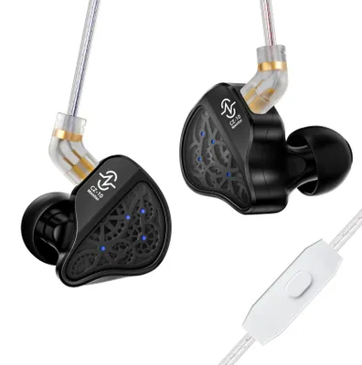 Produktbild von In-Ear-Monitor-Kopfhörer, abnehmbares Kabel, dynamisches Treiberdesign, Schwarz mit Mikrofon