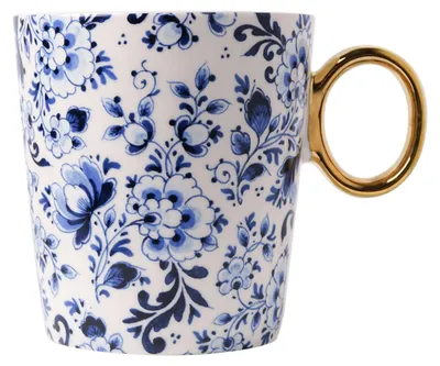 Heinen Delfts Blauw – Becher Sierlijke bloem Gold – Bild 1