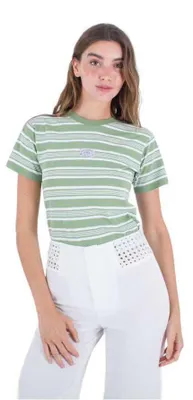 Imagen del producto de Camiseta de manga corta para mujer Hurley, diseño "Signature Stripe", color "Loden Frost", talla M