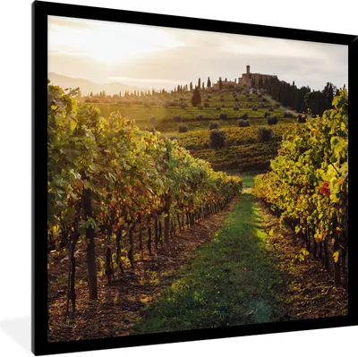 Produktbild von MuchoWow® Gerahmtes Poster Toskana - Landschaft - Weinberge 40x40 cm - Poster mit Schwarzem Bilderrahmen Wandposter Rahmen Foto Bilder - Mit Rahmen - Wanddekoration Schlafzimmer