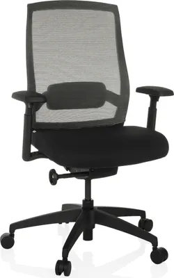 Produktbild von hjh OFFICE Profi Bürostuhl COLORE Ergonomischer Schreibtischstuhl mit Armlehnen (höhenverstellbar) Stoff / Netzstoff Schwarz Drehstuhl für Büro, Zuhause