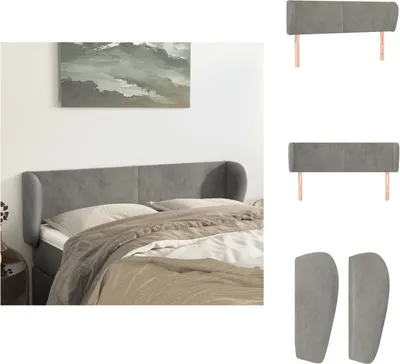 Produktbild von vidaXL Kopfteil mit Ohren Hellgrau 147x23x78/88 cm Samt -  Kopf- & Fußenden